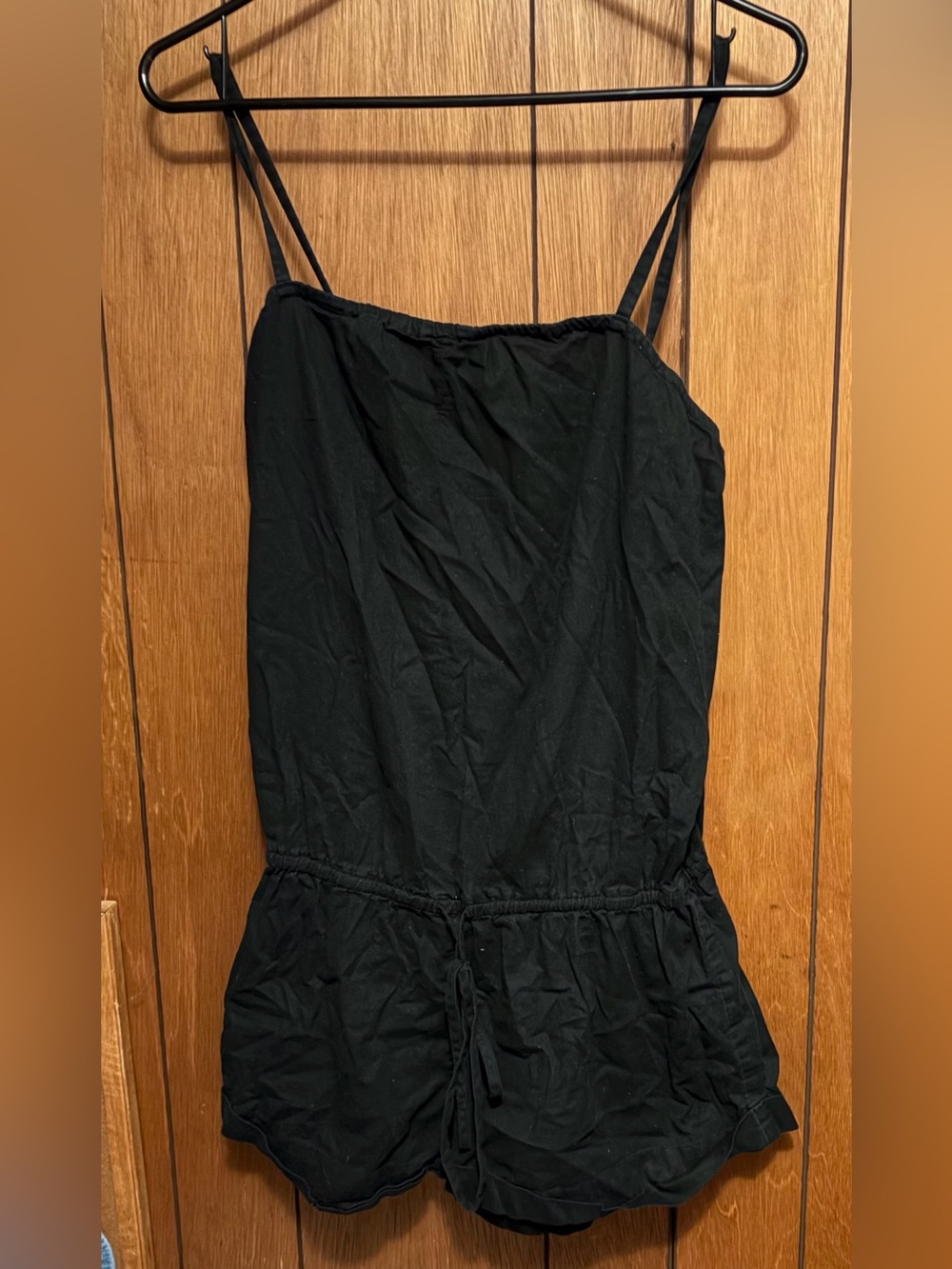 PINK Victoria's Secret Black Spaghetti-Strap One-Piece Romper adjustable straps